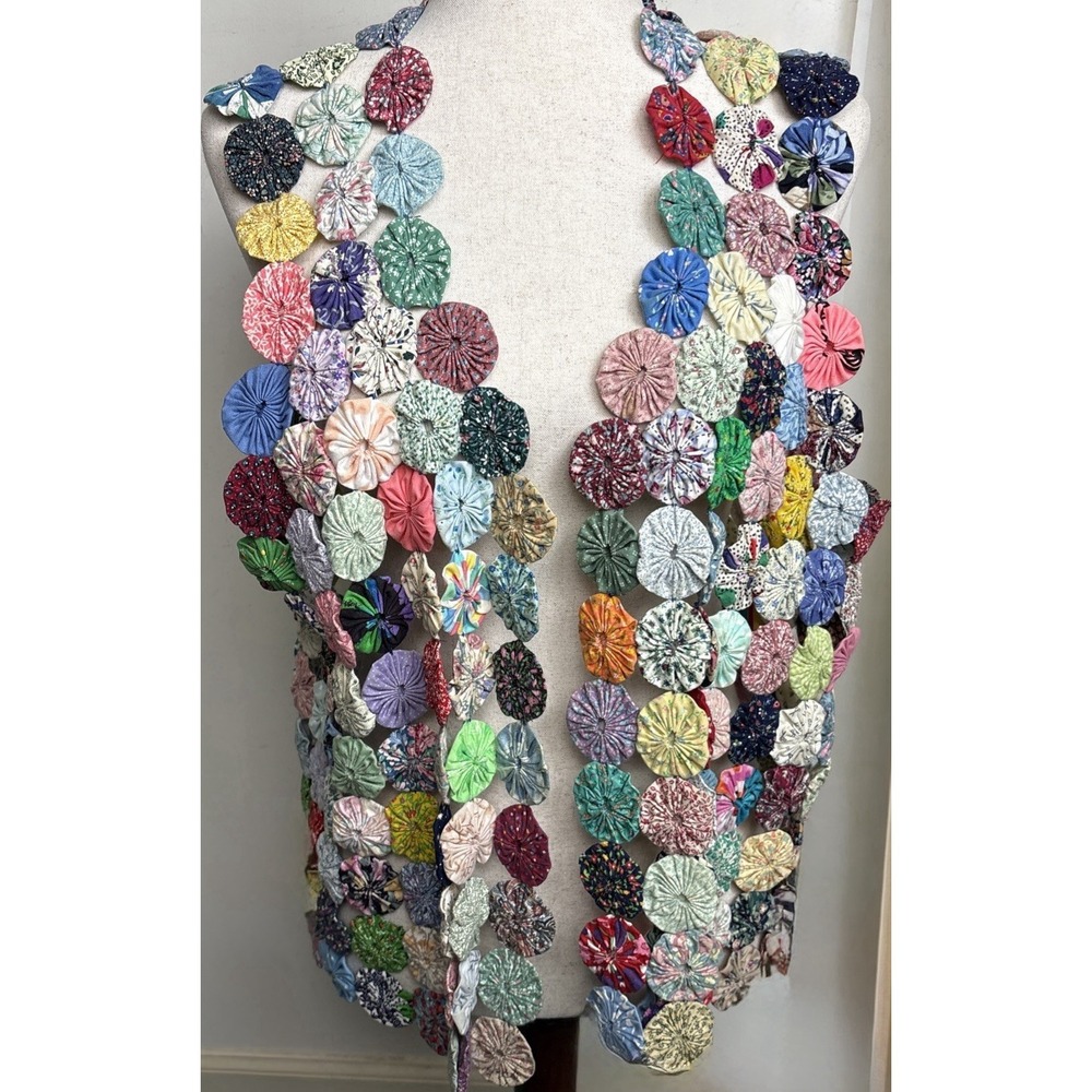Vintage Handmade Yoyo Penny Quilt Vest One Size Cottagecore